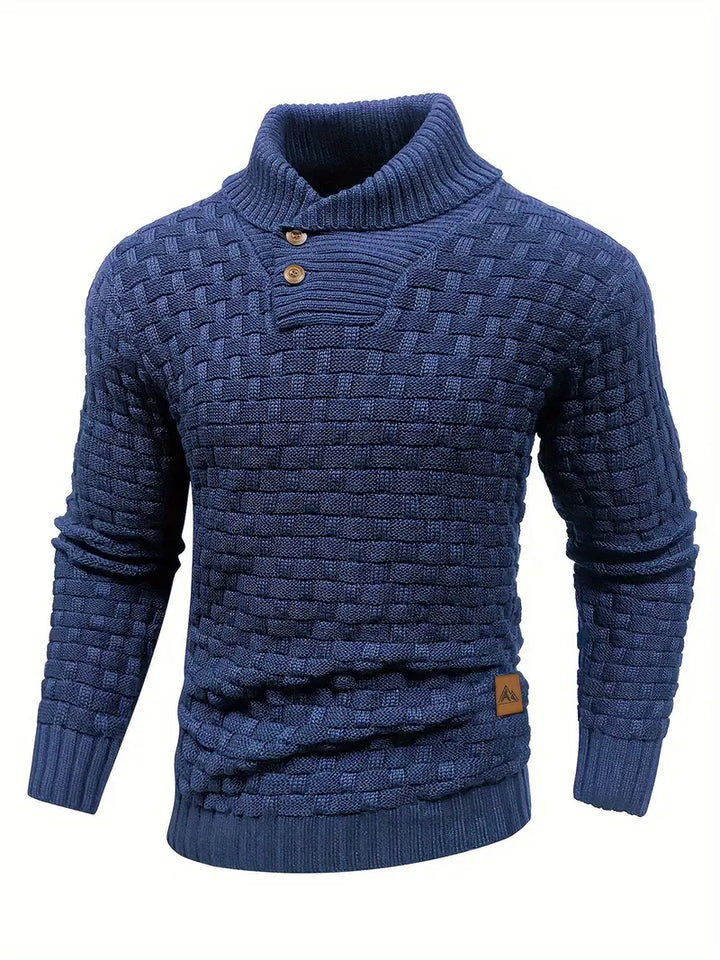Men’s High Neck Button Knit Sweater