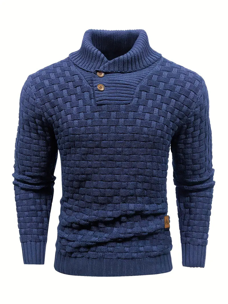 Men’s High Neck Button Knit Sweater
