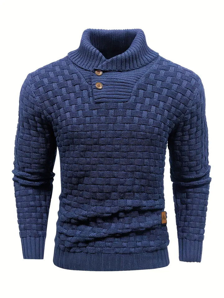 Men’s High Neck Button Knit Sweater