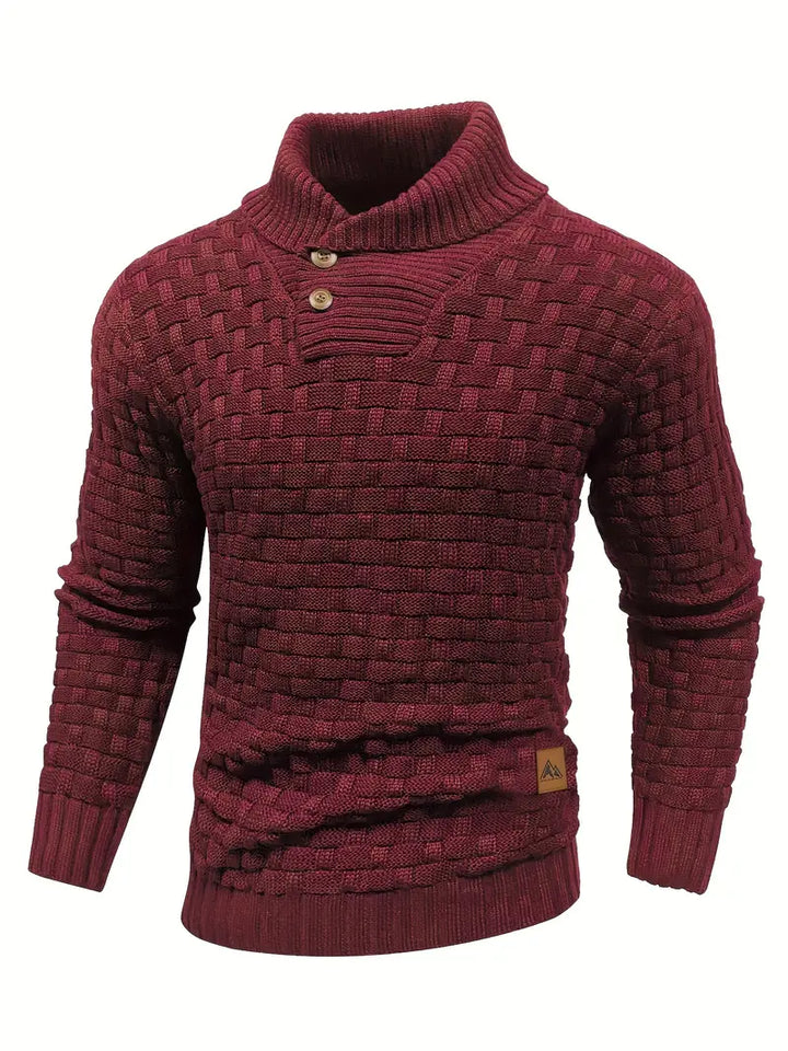 Men’s High Neck Button Knit Sweater