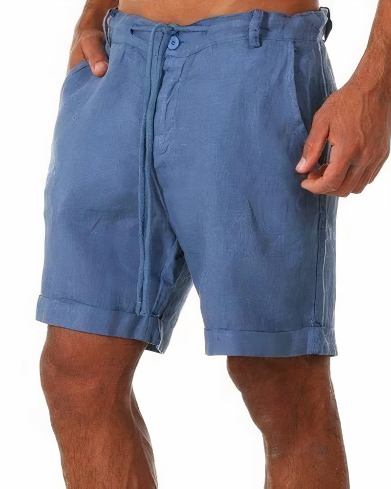 Linen-Look Drawstring Shorts