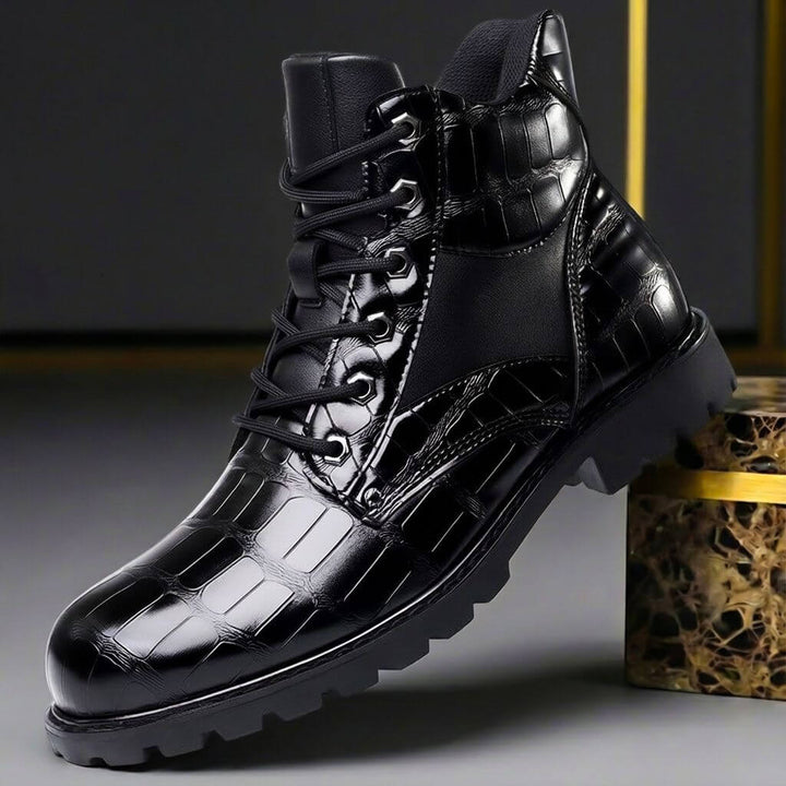 Textured Urban Lace-Up Boots