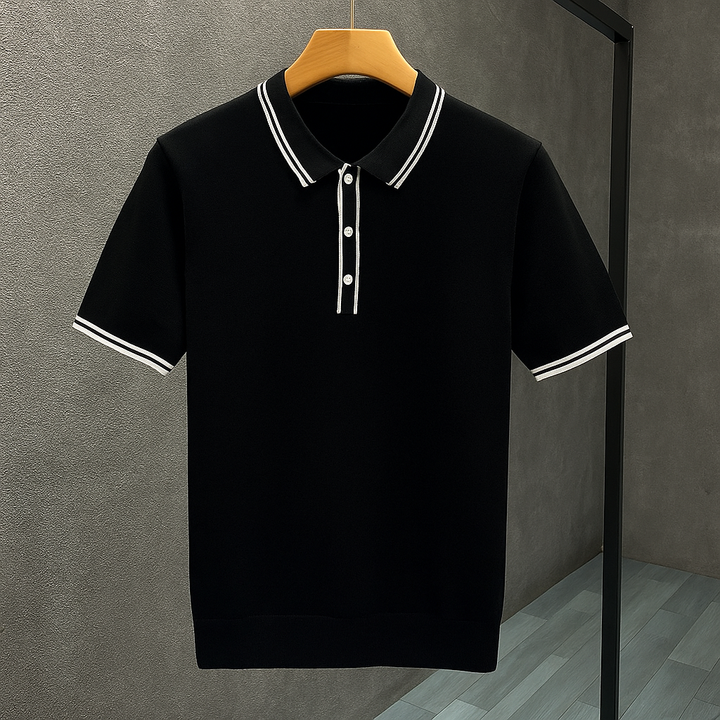 Contrast Trim Knit-Textured Polo