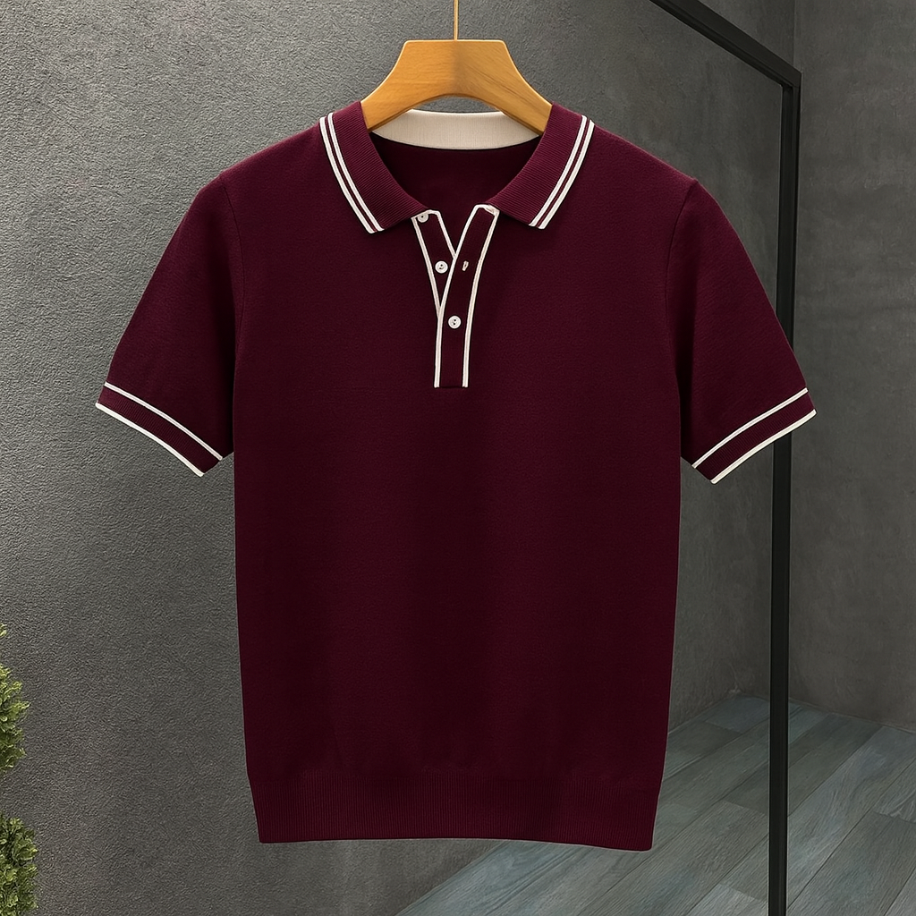Contrast Trim Knit-Textured Polo