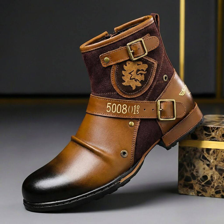 Mixed-Texture Vintage Boots
