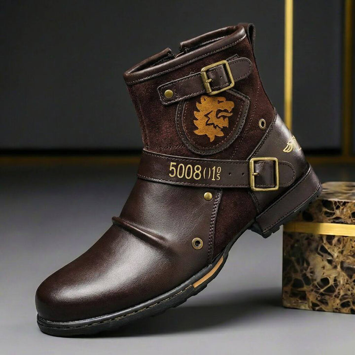 Mixed-Texture Vintage Boots