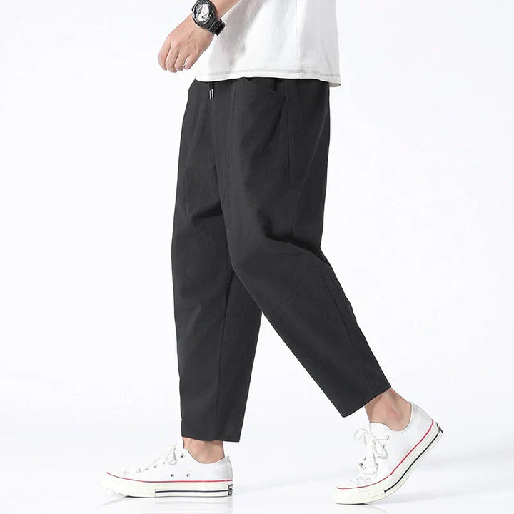 Cropped Drawstring Casual Pants