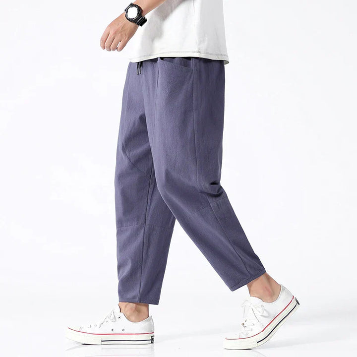 Cropped Drawstring Casual Pants