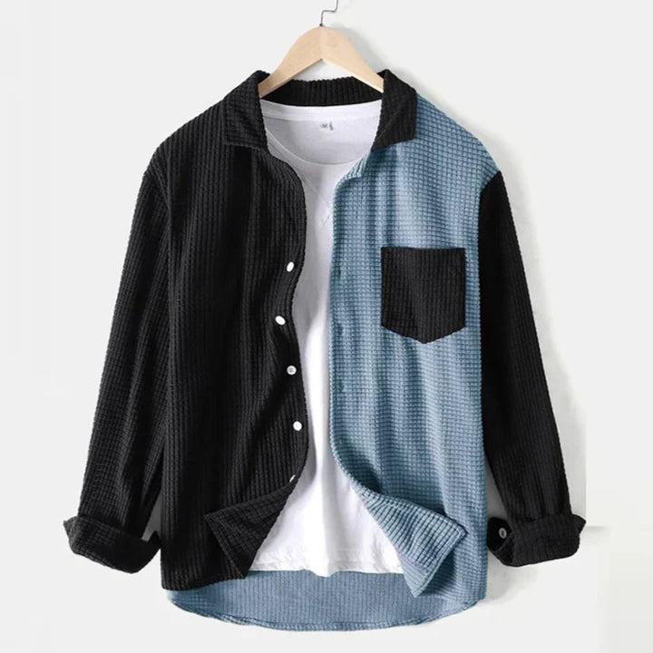 Split-Panel Corduroy-Look Shirt