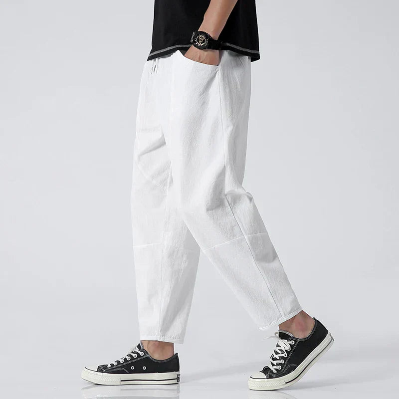 Cropped Drawstring Casual Pants