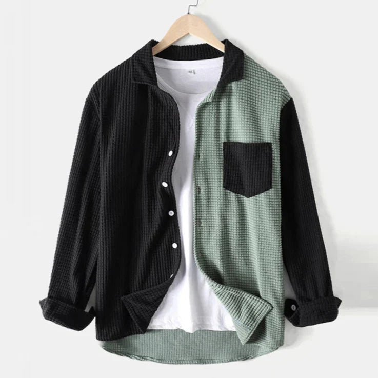 Split-Panel Corduroy-Look Shirt