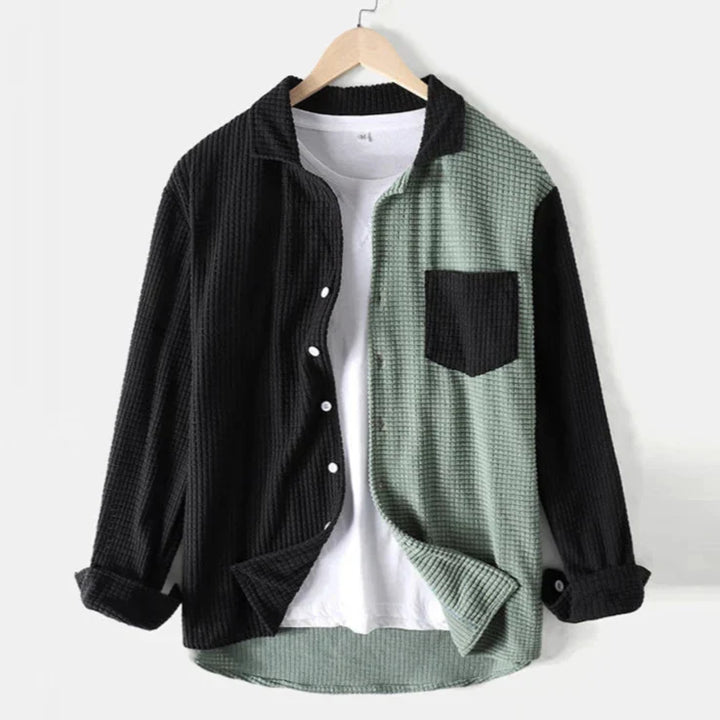 Split-Panel Corduroy-Look Shirt