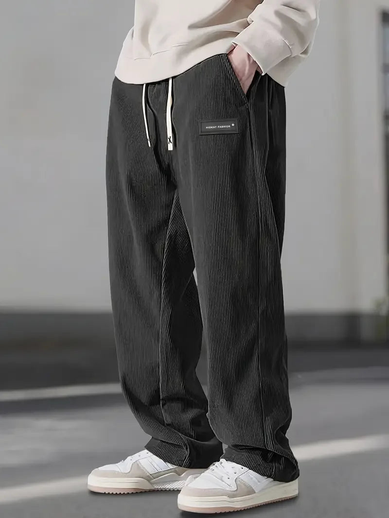 Relaxed Corduroy-Look Drawstring Pants