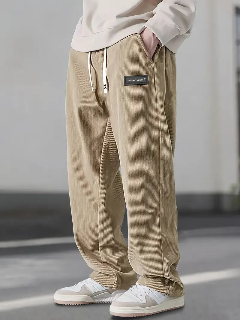 Relaxed Corduroy-Look Drawstring Pants
