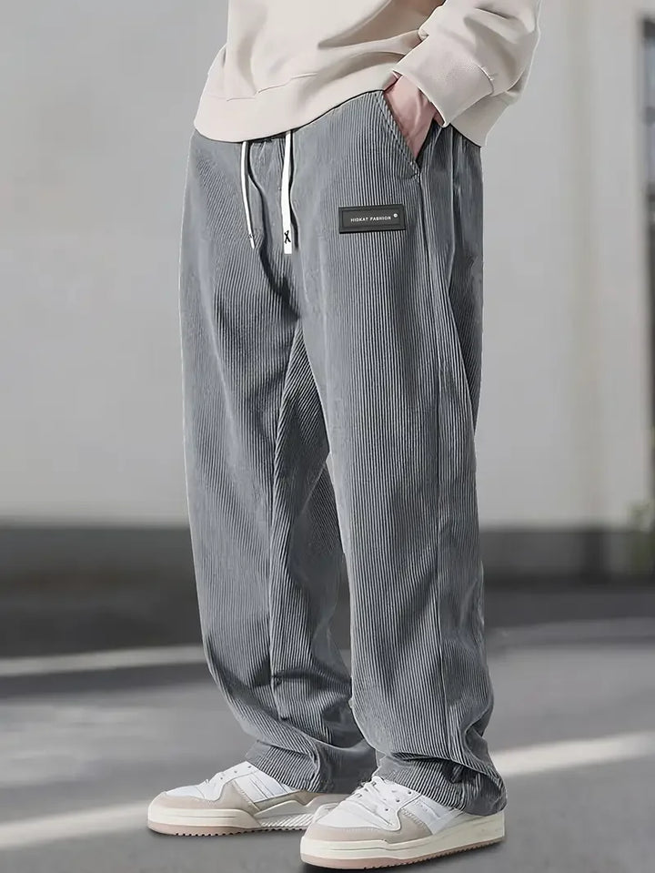 Relaxed Corduroy-Look Drawstring Pants