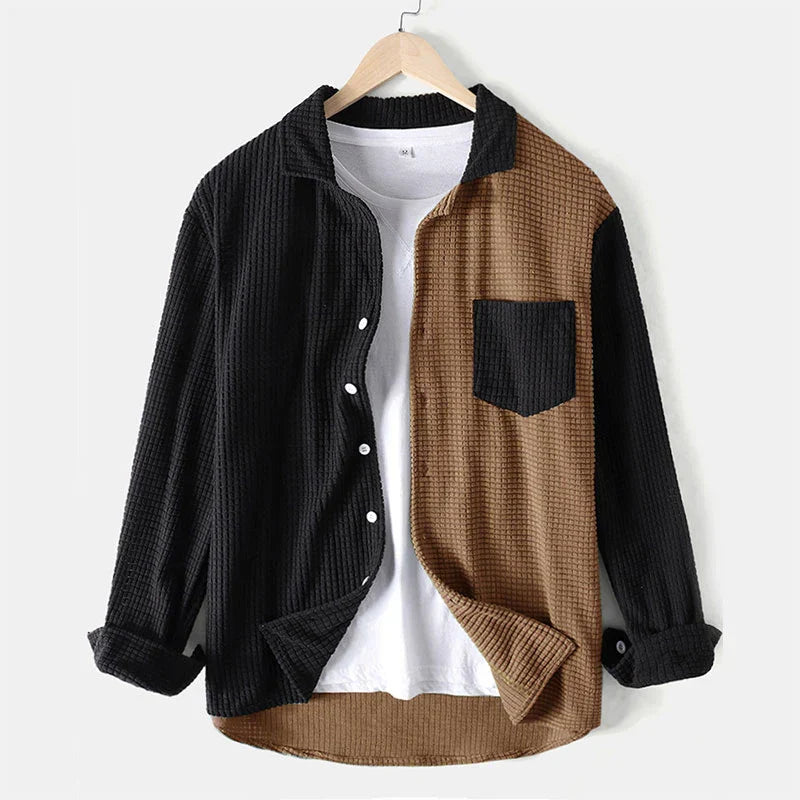 Split-Panel Corduroy-Look Shirt