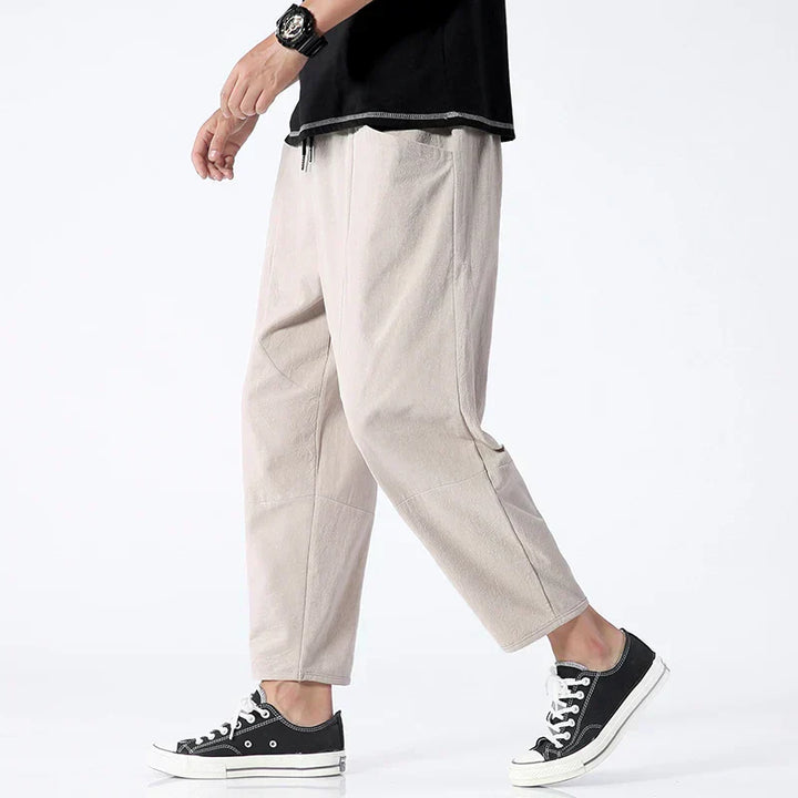 Cropped Drawstring Casual Pants