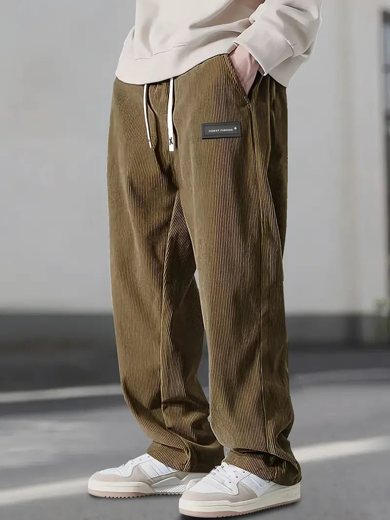 Relaxed Corduroy-Look Drawstring Pants