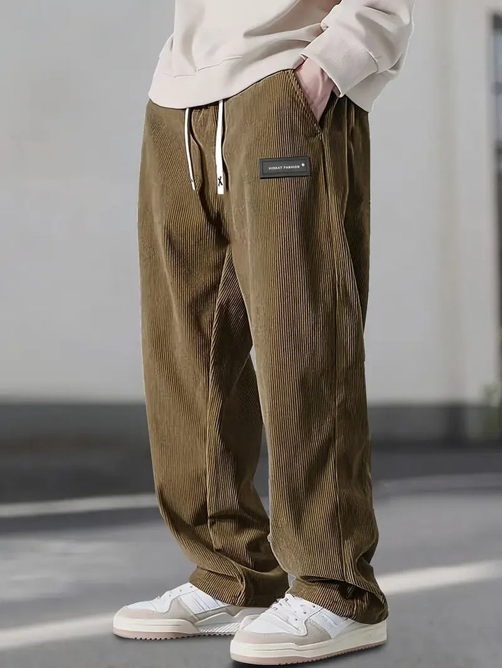 Relaxed Corduroy-Look Drawstring Pants