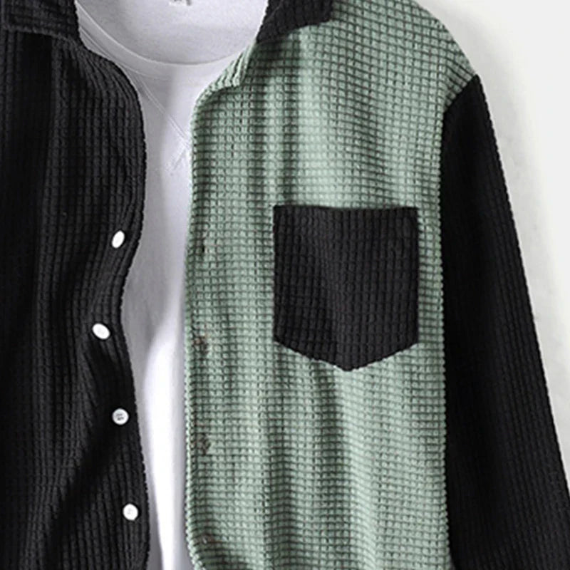 Split-Panel Corduroy-Look Shirt