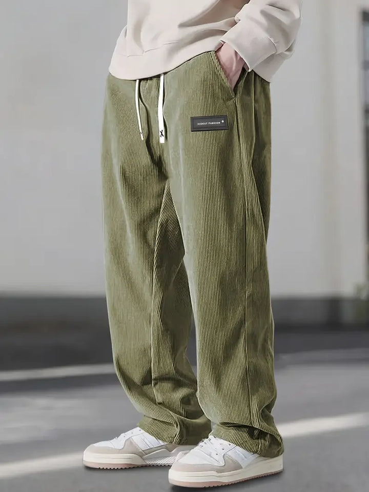 Relaxed Corduroy-Look Drawstring Pants