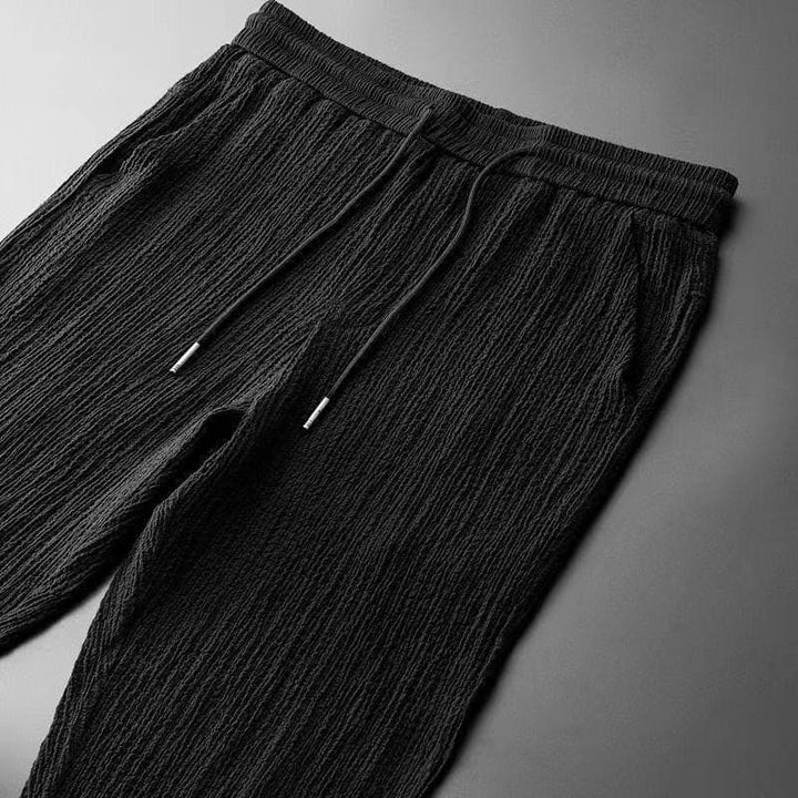 Textured Shawl Collar Top and Tapered Trousers Set