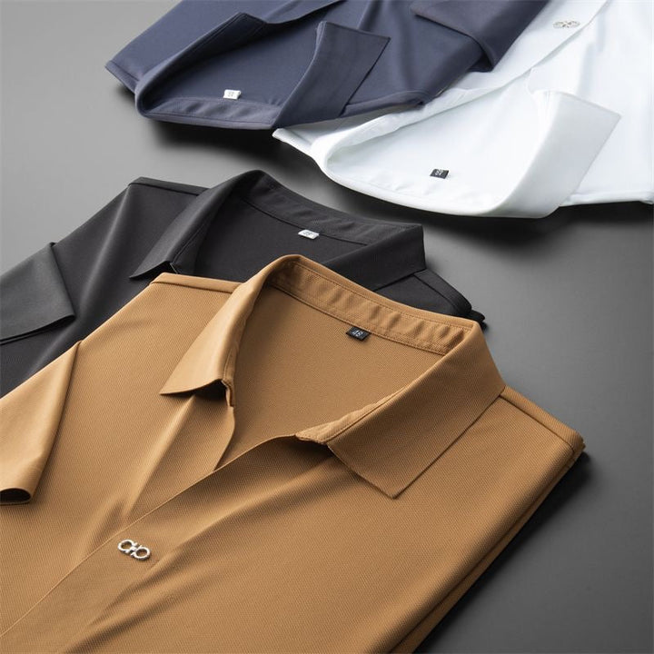 Short Sleeve Polo Shirt and Elastic Waist Trousers Set