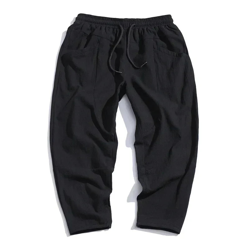 Cropped Drawstring Casual Pants