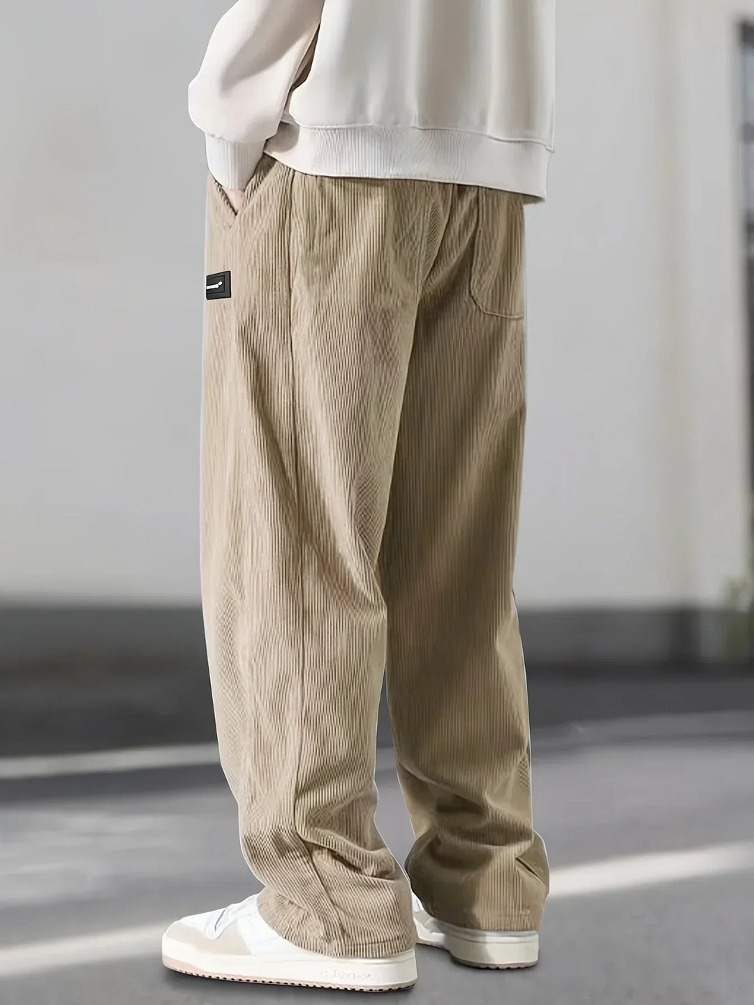 Relaxed Corduroy-Look Drawstring Pants