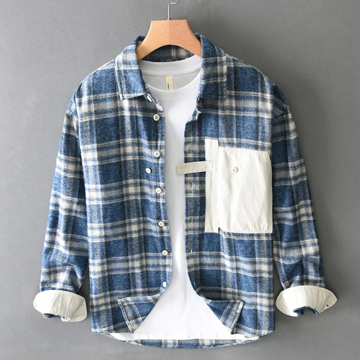 Plaid Shirt with Contrast Pocket