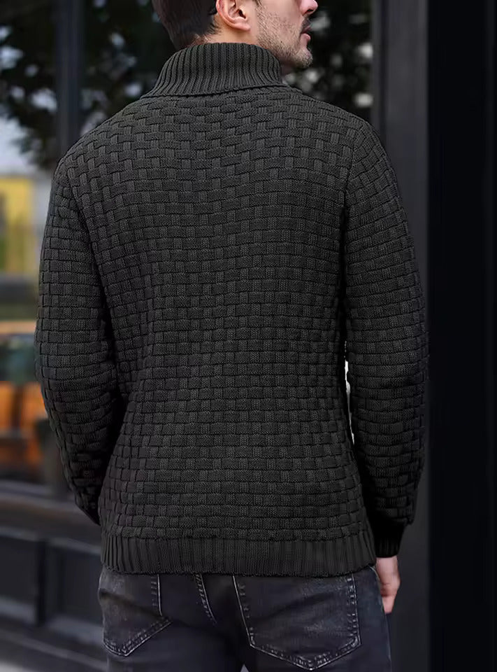 Men’s High Neck Button Knit Sweater