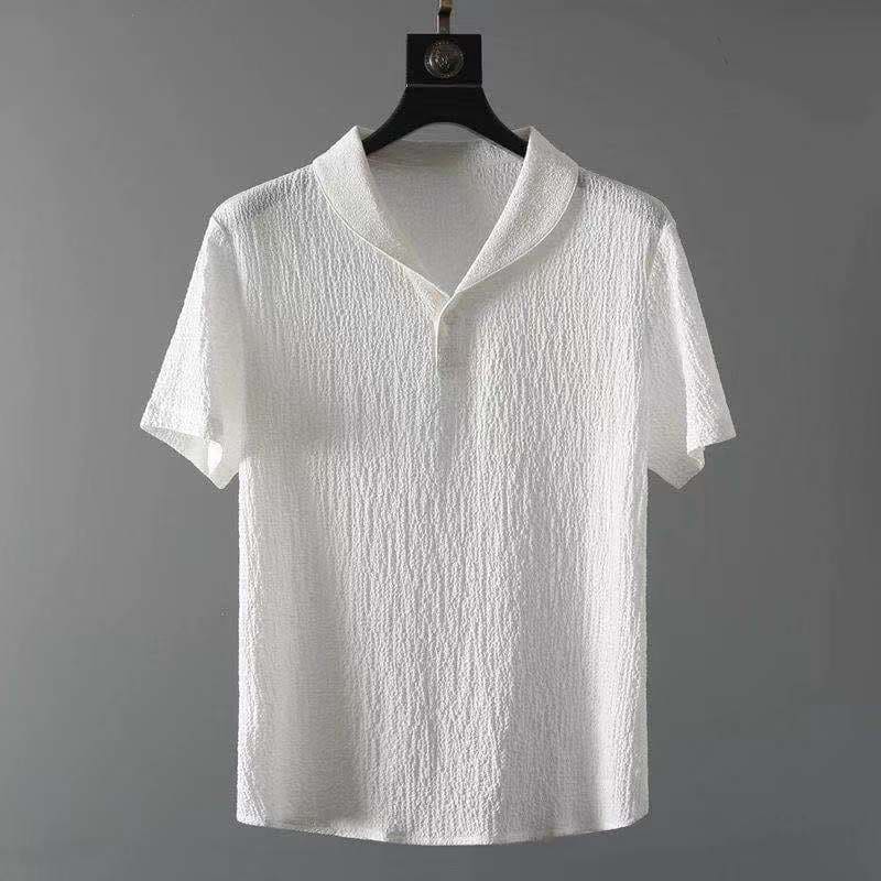 Textured Shawl Collar Top and Tapered Trousers Set