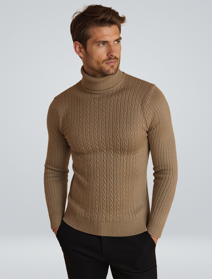 Men’s Cable Knit Turtleneck Sweater