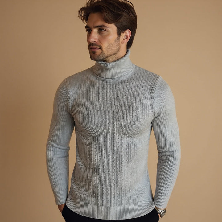 Men’s Cable Knit Turtleneck Sweater