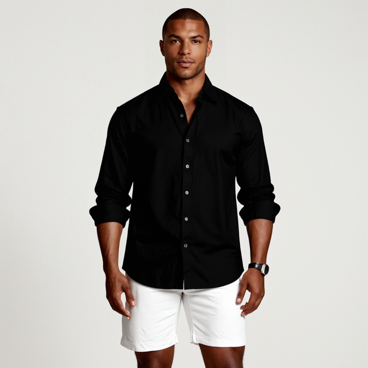 Vintage Long Sleeve Linen-Look Shirt
