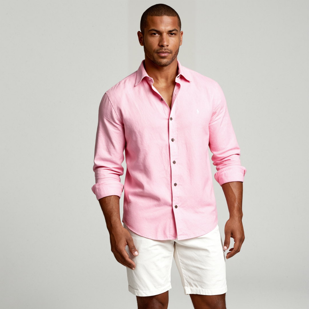 Vintage Long Sleeve Linen-Look Shirt