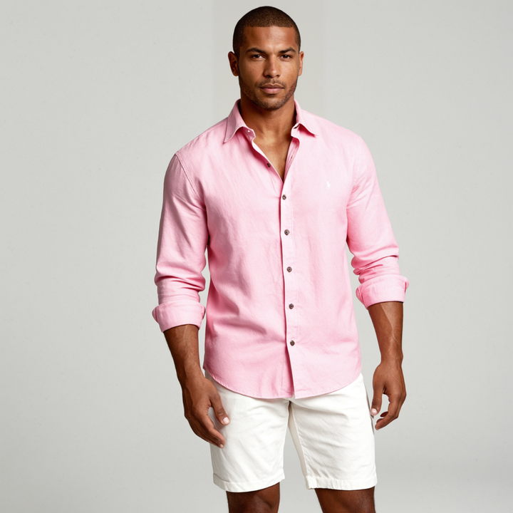 Vintage Long Sleeve Linen-Look Shirt