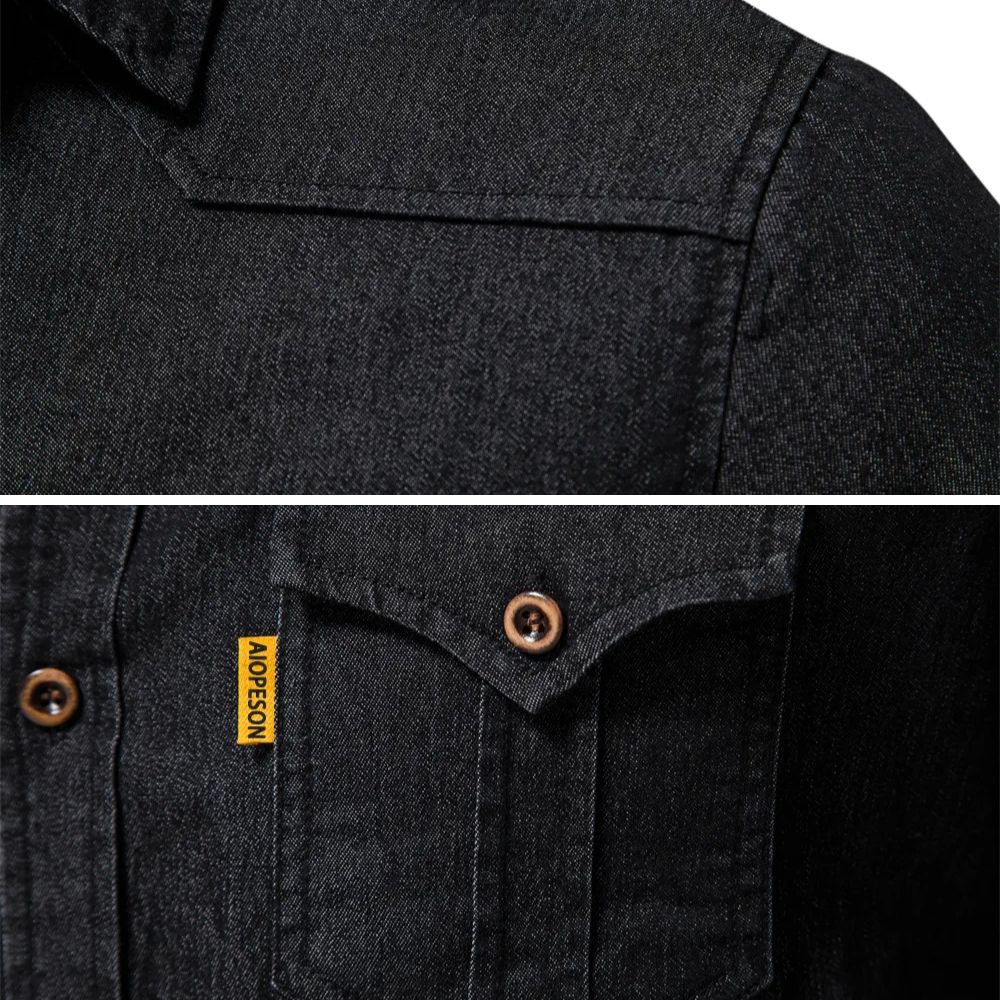 Denim-Look Button-Down Shirt