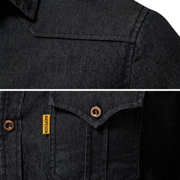 Denim-Look Button-Down Shirt