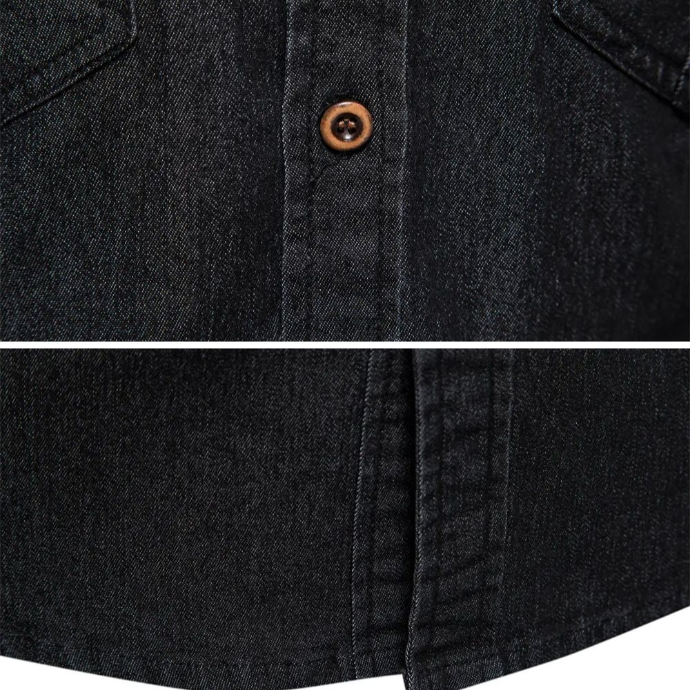 Denim-Look Button-Down Shirt