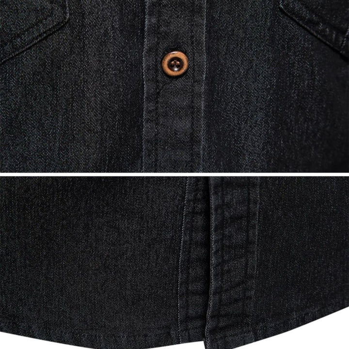Denim-Look Button-Down Shirt