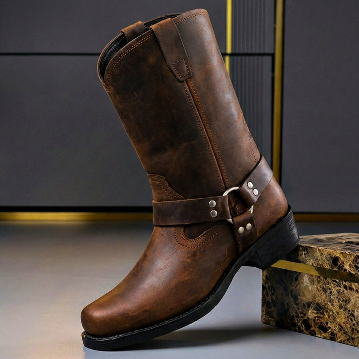 Vintage Leather-Look Lace-Up Boots