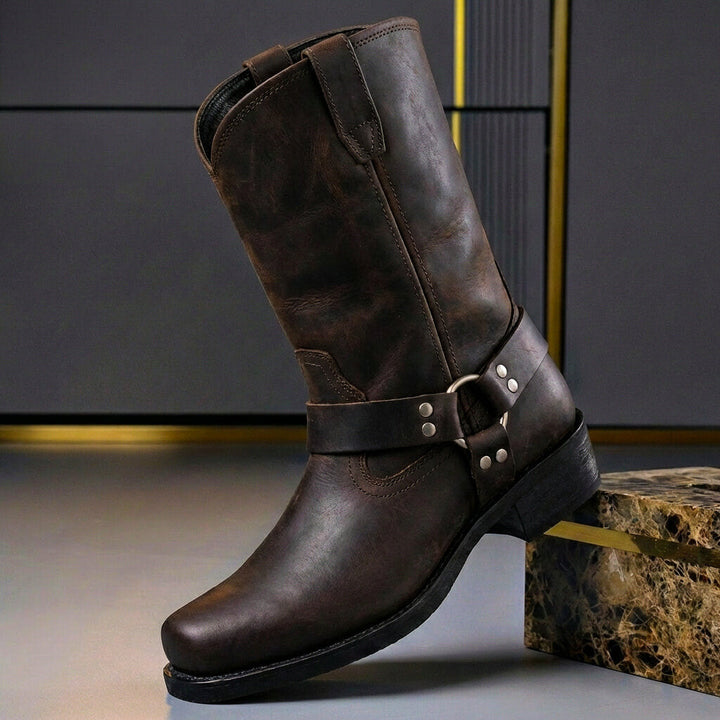 Vintage Leather-Look Lace-Up Boots