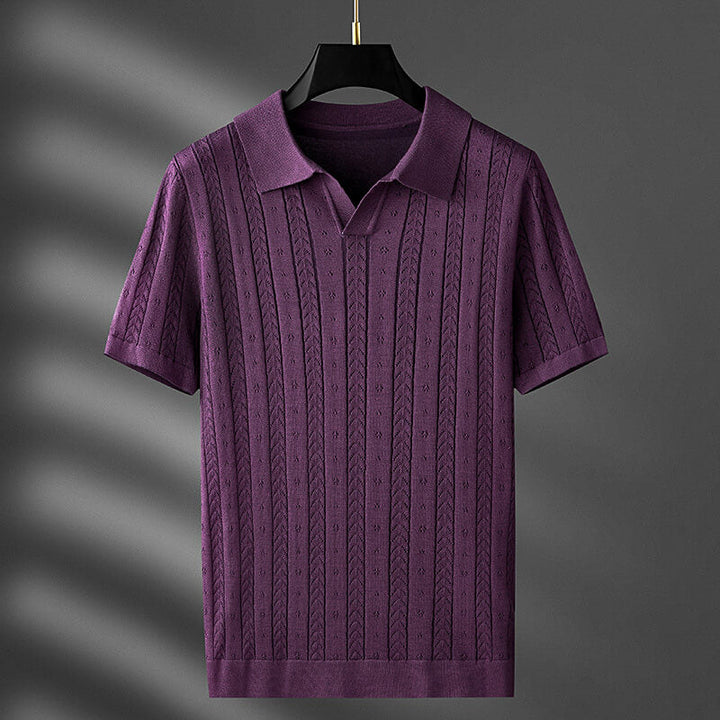 Textured Knit Viscose Polo