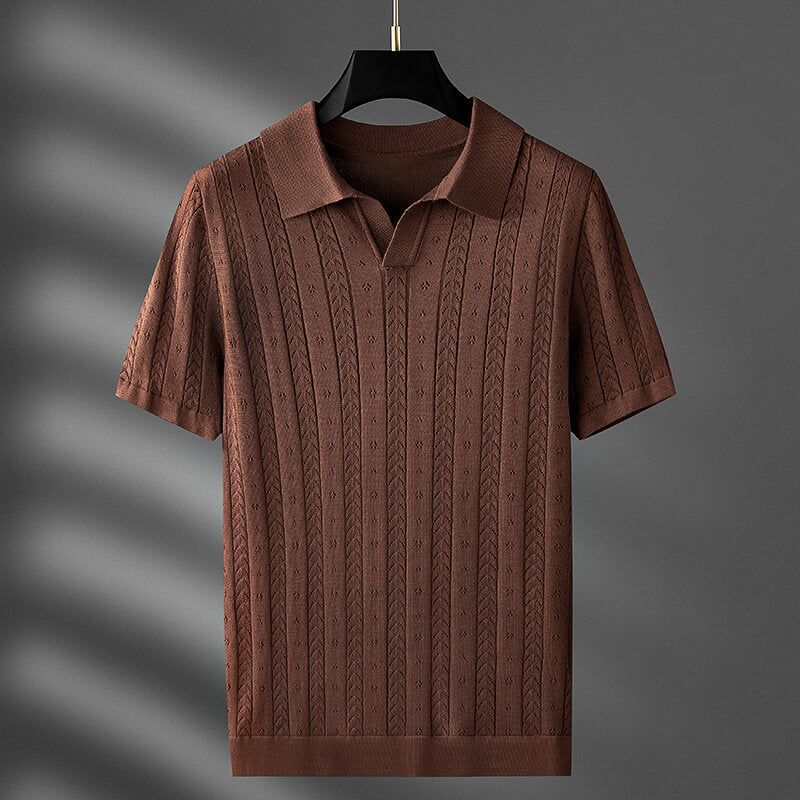 Textured Knit Viscose Polo