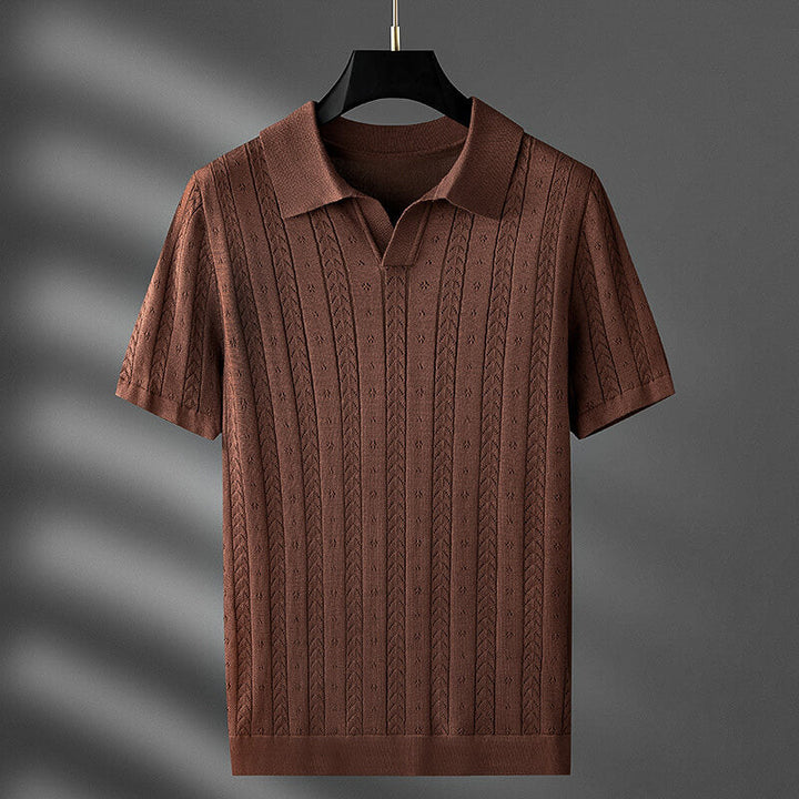 Textured Knit Viscose Polo