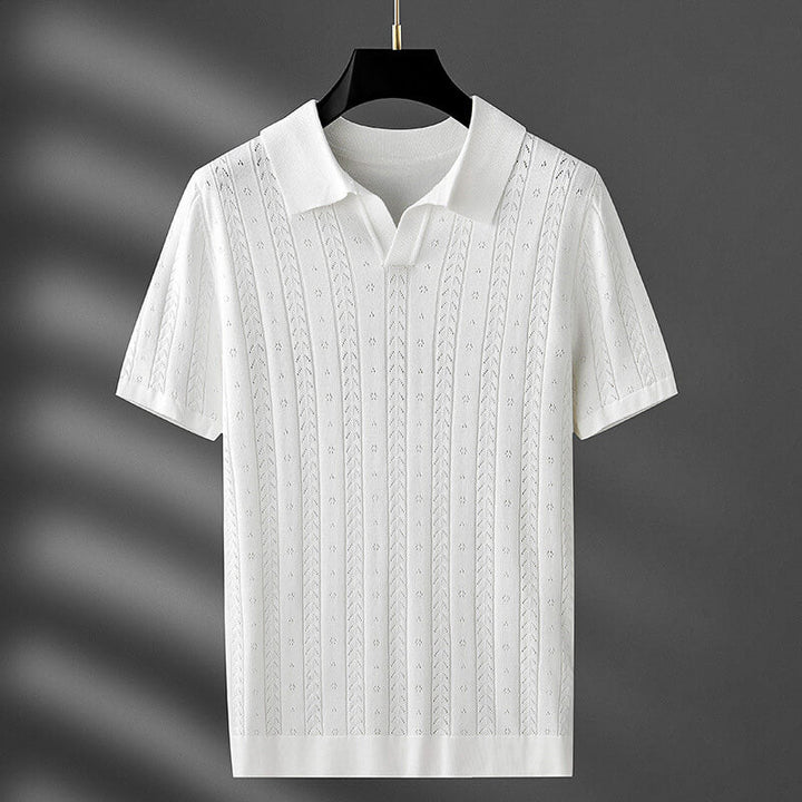 Textured Knit Viscose Polo