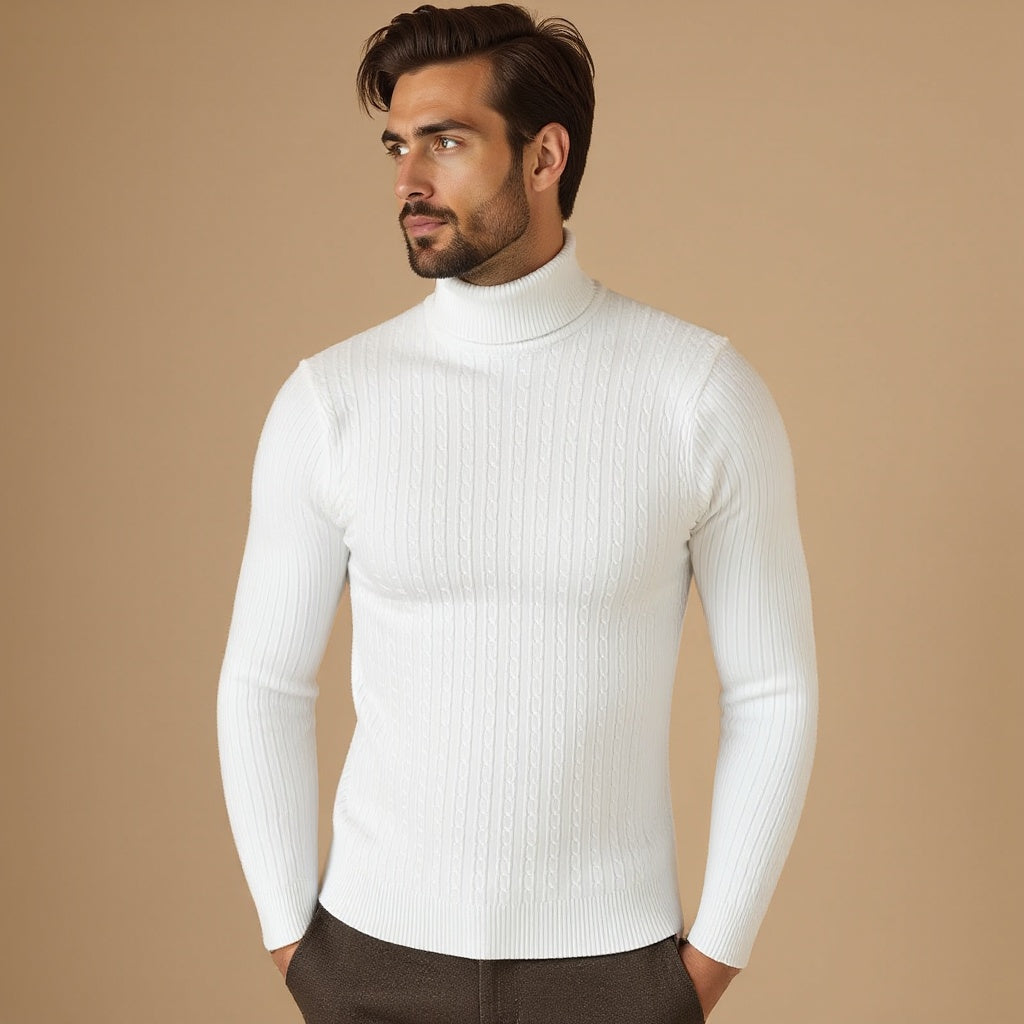 Men’s Cable Knit Turtleneck Sweater