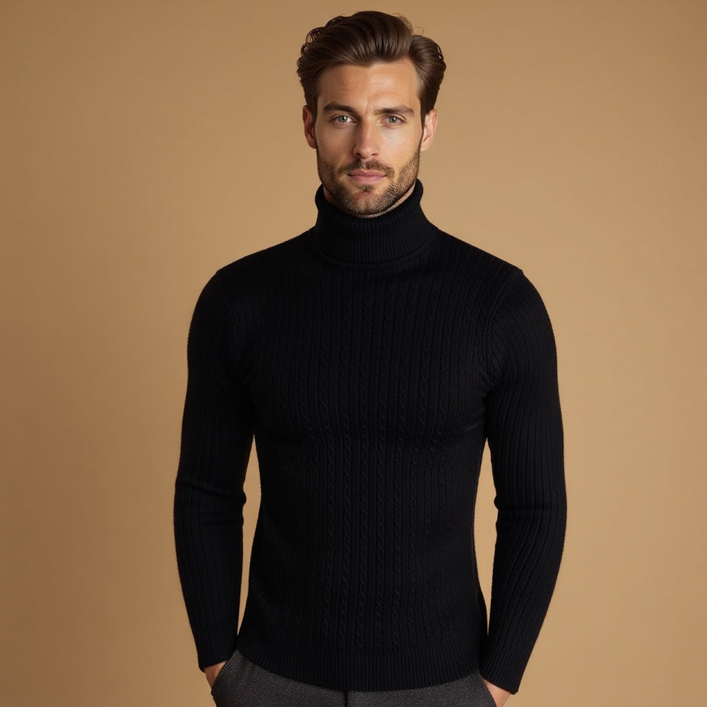 Men’s Cable Knit Turtleneck Sweater