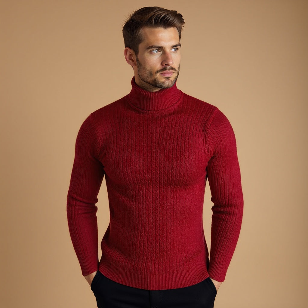 Men’s Cable Knit Turtleneck Sweater